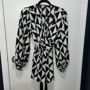 Striped romper balloon sleeve pantsuit